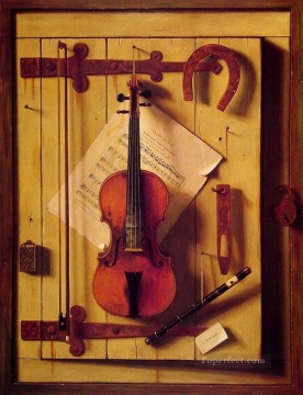  Harnett Oil Painting - Still life Violin and Music Irish painter William Harnett